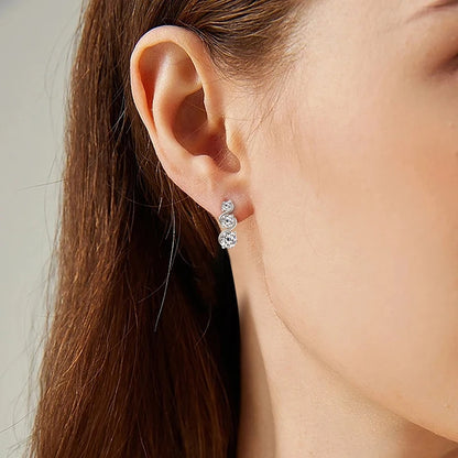 18K Gold Plated 1.80CTTW. VVS1 Round Moissanite Drop Earrings Studs Real 925 Silver for Women Wedding Party Gift 2024 New