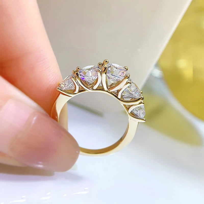 5 Stone Rings 3.6cctw D Color Moissanite Engagement Wedding Bands Sliver 925 for Women Sparkling Diamonds Jewelry With GRA