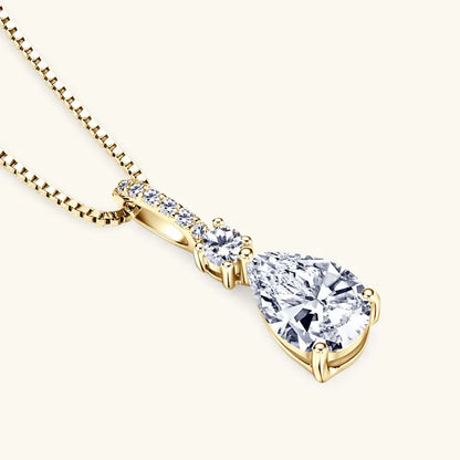 Luxury Necklace 4CT 2CT Pear Cut D VVS1 Waterdrop All Moissanite Pendant for Women 925 Silver Adjustable Chain Fine Jewelry Gift