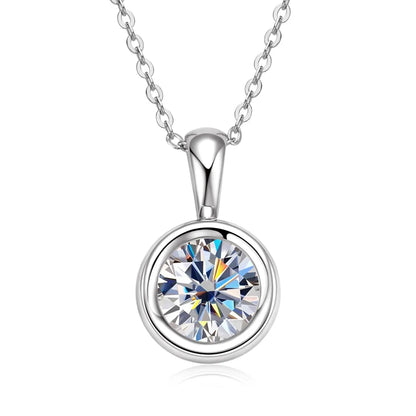 8MM 2.0CT D Color Round Moissanite Bubble Pendant Necklace Solid Silver 925 Sterling GRA Certified Jewelry for Woman Gifts