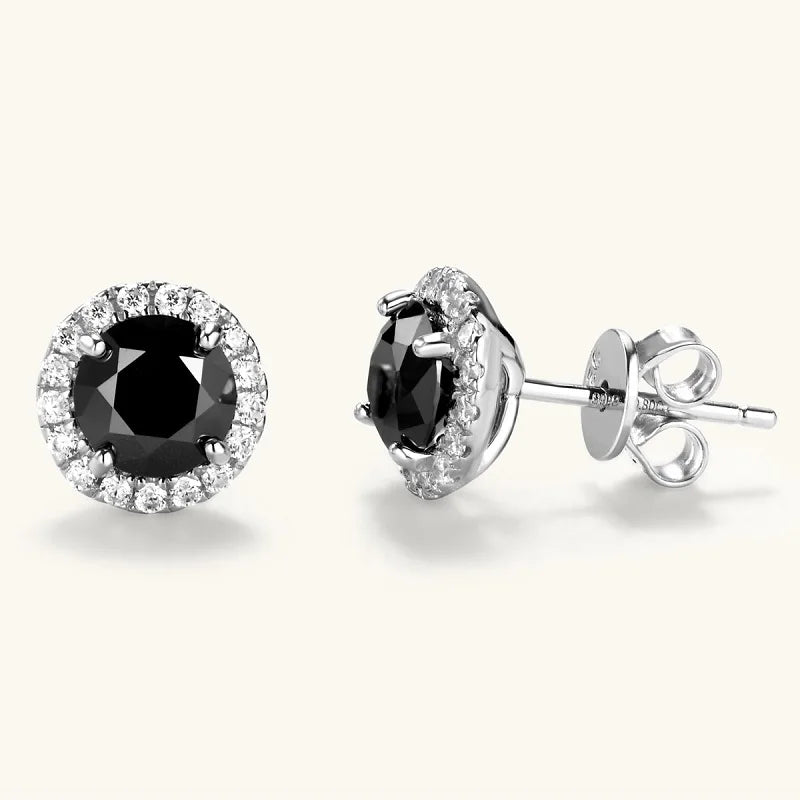 Vintage 0.8CT Black Moissanite Stud Earrings Silver 925 Jewelry for Women Men Halo Piercing Ear Earring Trending Products