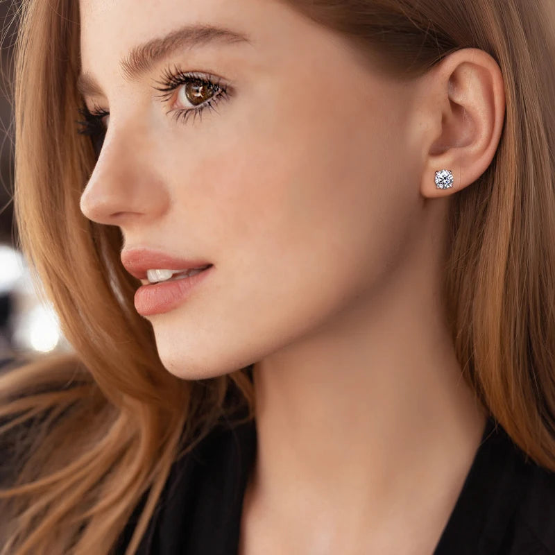 2.0ctw D Color Moissanite Earrings Studs Original 925 Silver Earrings Ball Screw Back Jewelry for Women Men 6.5mm 1 Carat