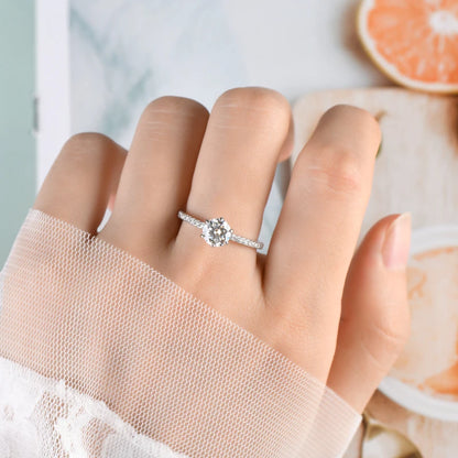 100% 925 Silver 1CT 6.5mm Round Moissanite Wedding Rings Engagement Promise Finger Ring GRA Certified Jewelry For Women