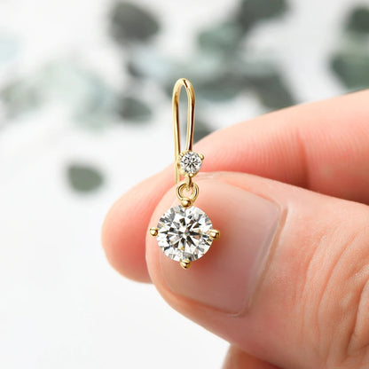 Hook Earrings Real 925 Silver 6.5mm 1ct Round Moissanite Drop Dangle Earring GRA Certified Wedding Jewelry for Women Gift