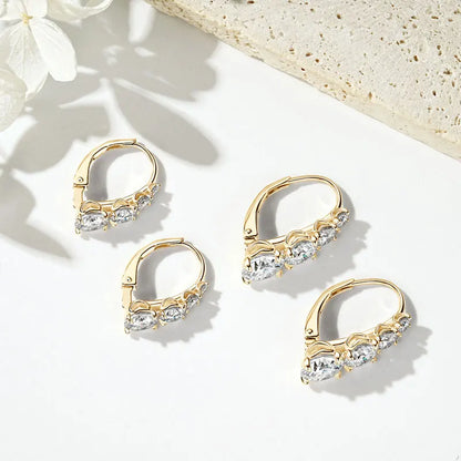 100% 925 Silver Moissanite Hoop Clip Earrings Luxury 4 Stones D VVS1 Round Lab Diamond Jewelry Gift for Women Upgrade Type
