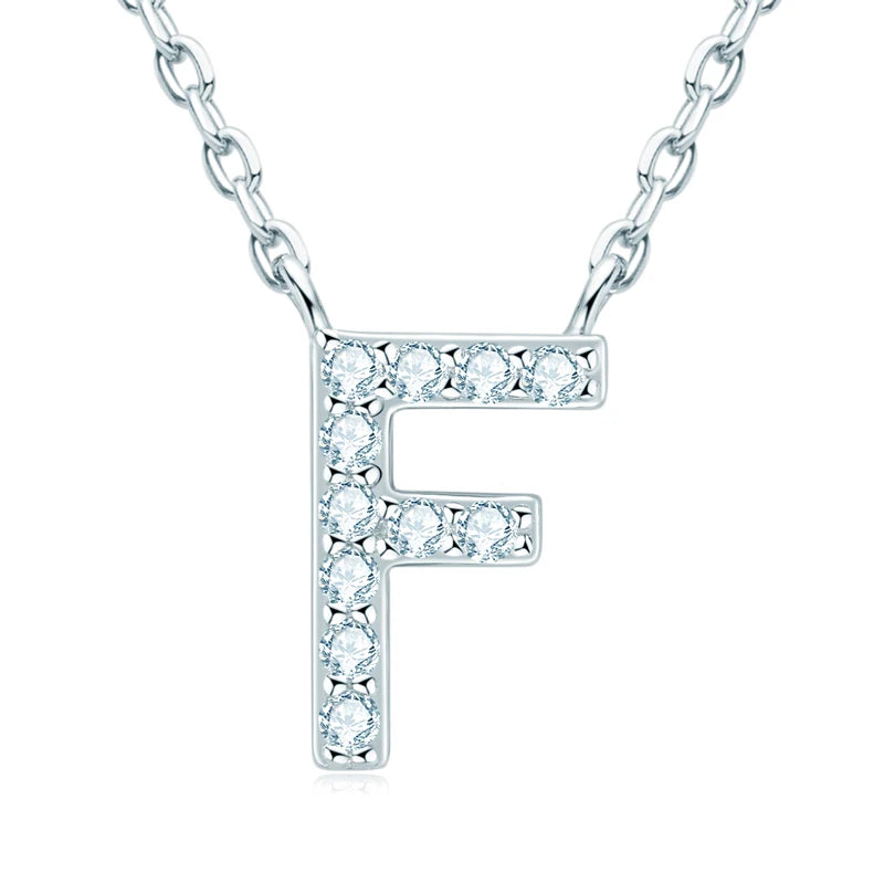 Initial Moissanite 26 Letter Pendant Necklace for Women Men Real Silver 925 Name Pendant Fine Jewelry Valentine's Day Gift