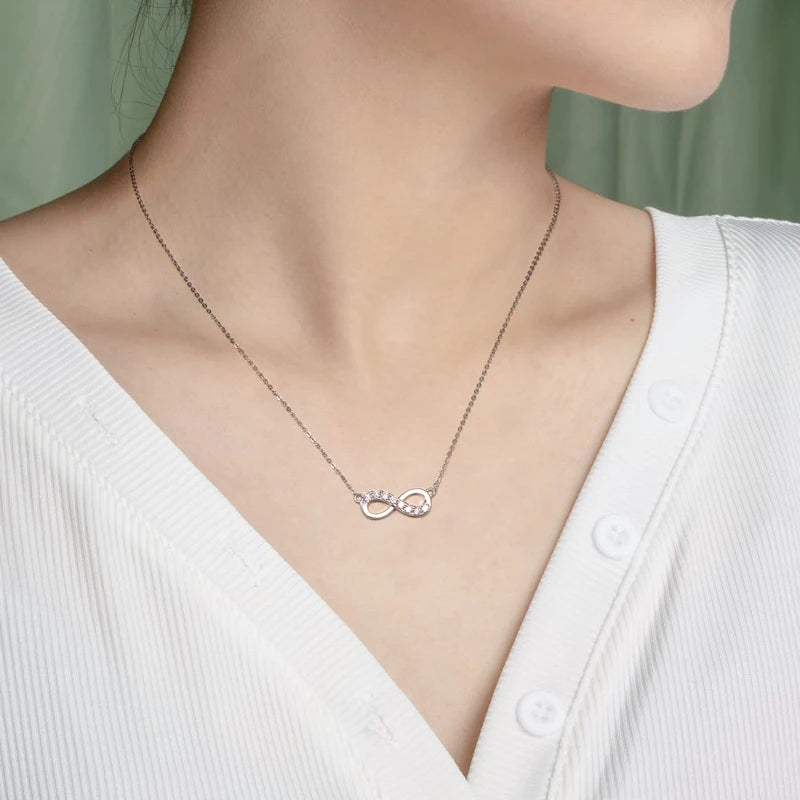 0.48CTW. Round Real Moissanite Forever Love Infinity Necklace 925 Silver Women Jewelry Birthday Gifts Pass Diamond Tester