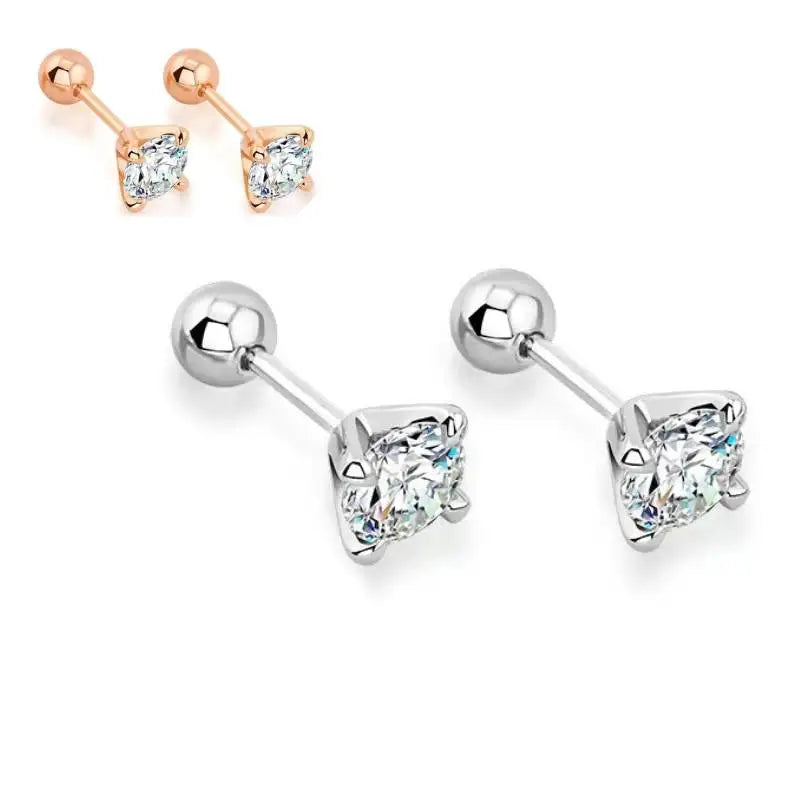Real 925 Sterling Silver 0.3CT 0.5CT 1.0CT D Color Moissanite 4 Claw Stud Earrings Screw Back Daily Wear Hypoallergenic Jewelry