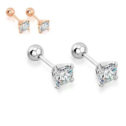 Real 925 Sterling Silver 0.3CT 0.5CT 1.0CT D Color Moissanite 4 Claw Stud Earrings Screw Back Daily Wear Hypoallergenic Jewelry