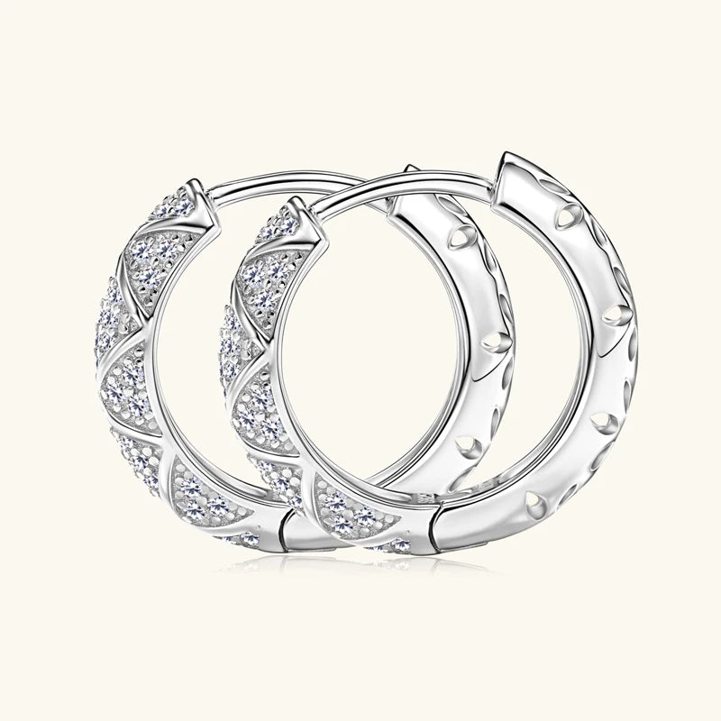 2025 New Pave D Moissanite Hoop Huggies Earrings 925 Silver for Women Trendy Fine Jewelry GRA Certified lab Diamond Gift