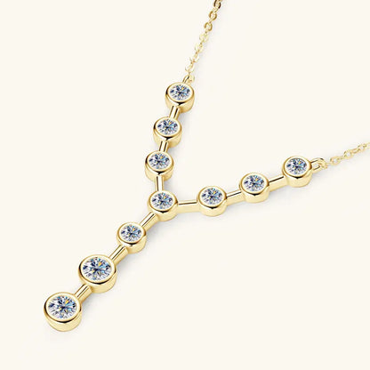 Bezel Y Shape Moissanite Diamond Necklace Real 925 Silver 18k Gold Plated 7-stone Pendant For Women 2025 New Jewelry Gifts