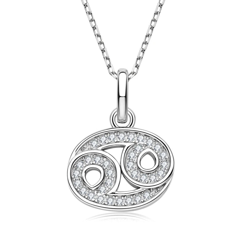 925 Sterling Silver Zodiac Sign 12 Constellation Pendant Micro-Set 1mm Moissanite Necklace Charm For Women Jewelry Birthday Gift