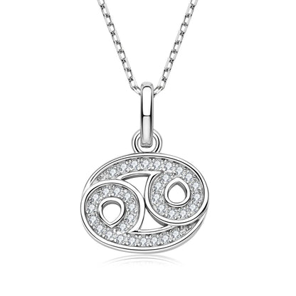 925 Sterling Silver Zodiac Sign 12 Constellation Pendant Micro-Set 1mm Moissanite Necklace Charm For Women Jewelry Birthday Gift