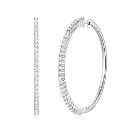 2mm Moissanite Hoop Earrings for Women 925 Silver 40mm Large Big Hoops Piercing Earrings Fashion Fine Jewelry Party Gifts