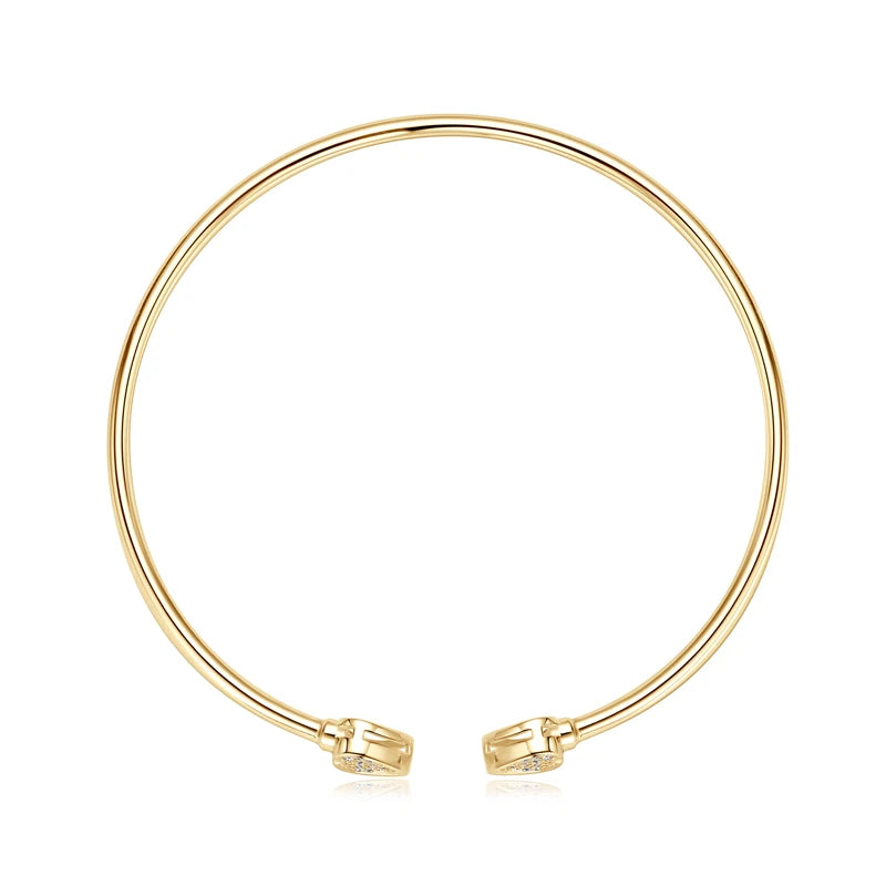 Love Heart Moissanite Cuff Bangle 925 Silver for Women Certified Simple Charm Open Bracelet Jewelry 18k Gold Plated Gifts