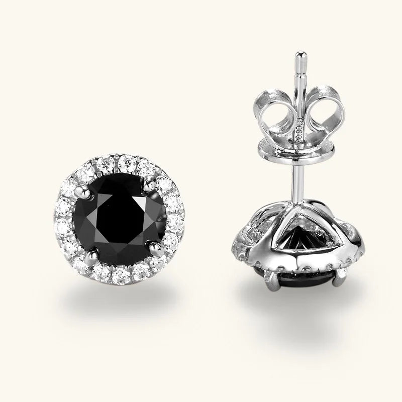 Vintage 0.8CT Black Moissanite Stud Earrings Silver 925 Jewelry for Women Men Halo Piercing Ear Earring Trending Products