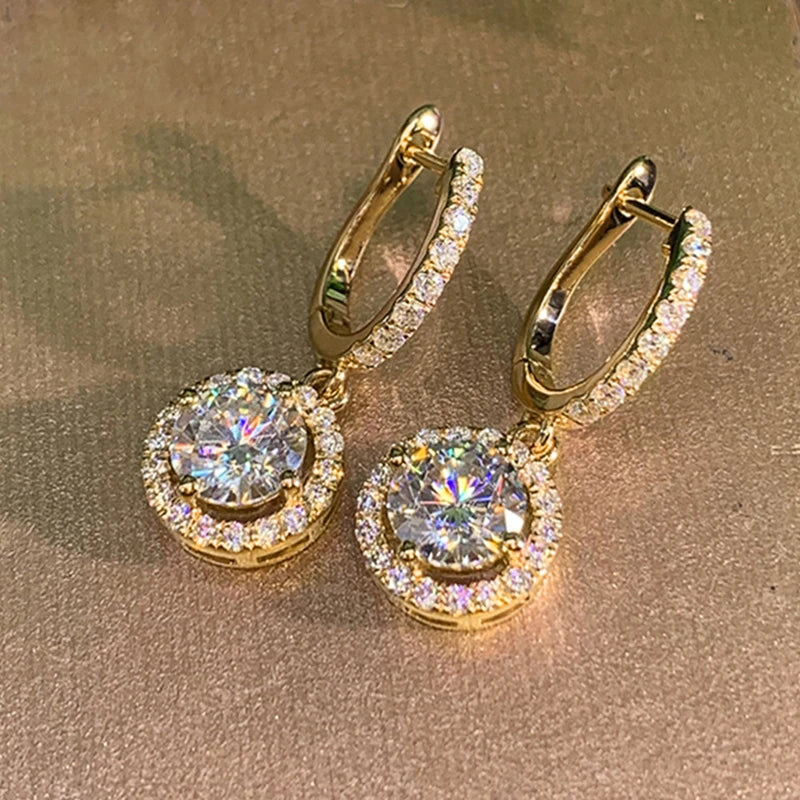 2023 Women Hoops 925 Silver Gold Drop Earrings Dangle Real Moissanite Earring Original GRA Certified Wedding Jewelry Gifts