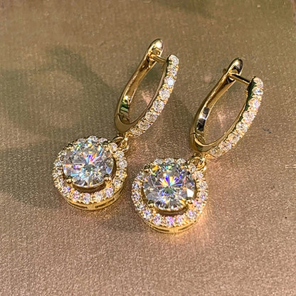 2023 Women Hoops 925 Silver Gold Drop Earrings Dangle Real Moissanite Earring Original GRA Certified Wedding Jewelry Gifts