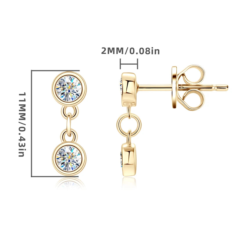 Long Chain Link Hanging Earrings Silver 925 2-3mm Moissanite Drop Earring Piercing Ear for Women Gold Paletd Jewelry Gift