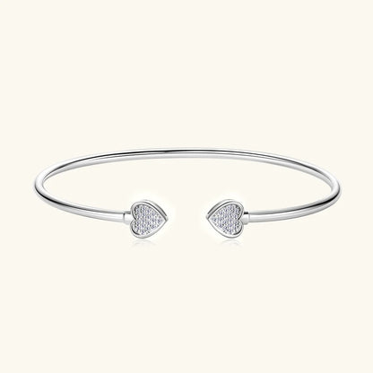 Love Heart Moissanite Cuff Bangle 925 Silver for Women Certified Simple Charm Open Bracelet Jewelry 18k Gold Plated Gifts