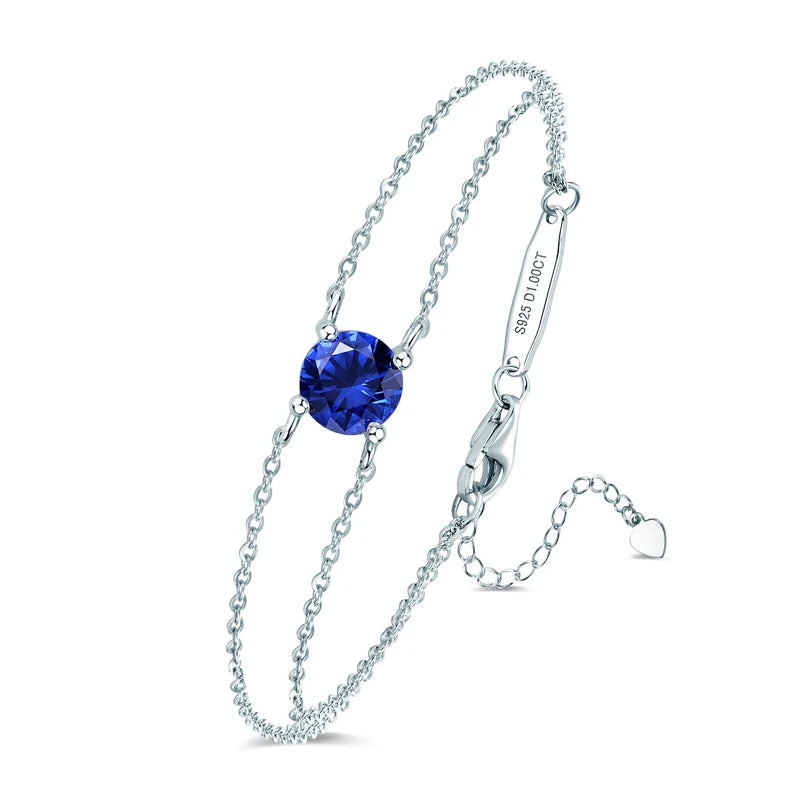 Colorful 12 Birthstone Bracelet for Women Real 925 Silver Chain 6.5mm Lab Diamond Moissanite Zircon Birthday Charm Jewelry Gift