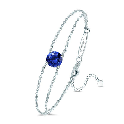 Colorful 12 Birthstone Bracelet for Women Real 925 Silver Chain 6.5mm Lab Diamond Moissanite Zircon Birthday Charm Jewelry Gift