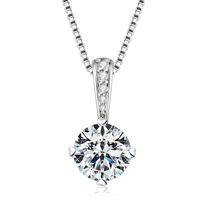 New Women's Necklace 2CT D Color Moissanite Drop Necklaces 1ct Certificate Real Silver 925 Jewelry Heart Shaped Claw Round