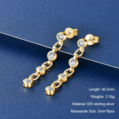 Long Tassel Star Moissanite Pendant Earrings for Women S925 Silver Chain Dangle Drop Earrings Studs GRA Certified Jewelry