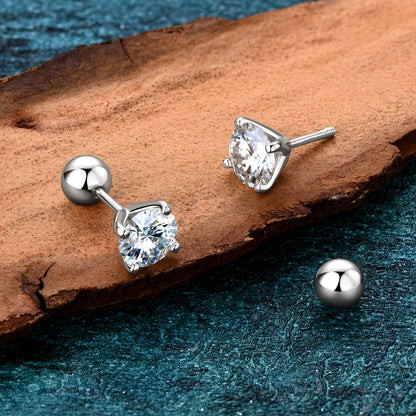 2.0ctw D Color Moissanite Earrings Studs Original 925 Silver Earrings Ball Screw Back Jewelry for Women Men 6.5mm 1 Carat
