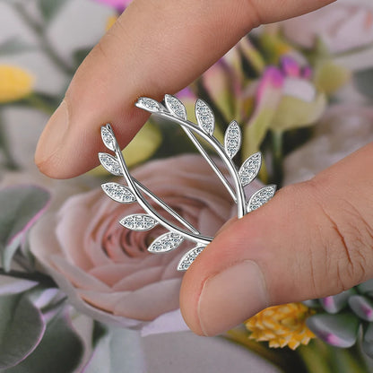 0.44CTTW. Moissanite Earrings Climber for Women 925 Silver Fashion Leaf Shaped Stud Earrings Crawler Fine Jewelry Gifts