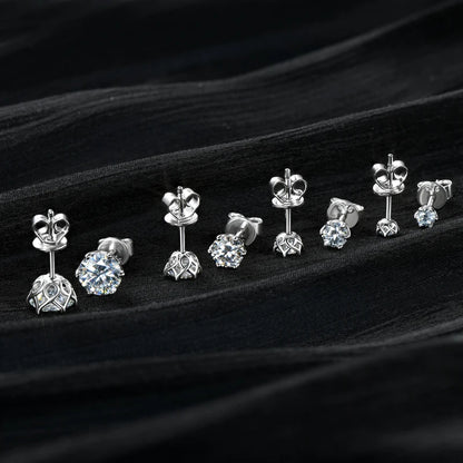 Real 3-6.5mm D Color 2CT Moissanite Diamond Stud Earrings 925 Silver for Women men Piercing Earrings Classic Jewelry Certificate