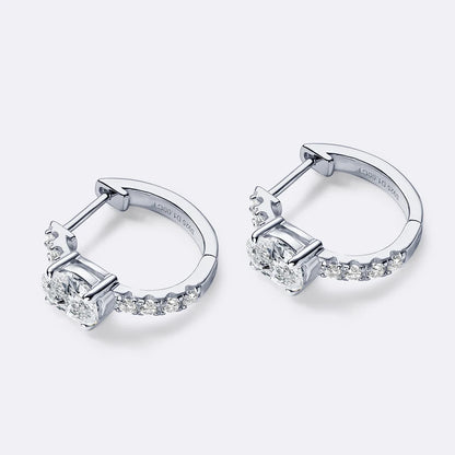 Hoop Huggie Earrings 100% 925 Sterling Silver 1.0ct Oval Cut D Color Moissanite Earrings for Women 2024 New Jewelry Gift