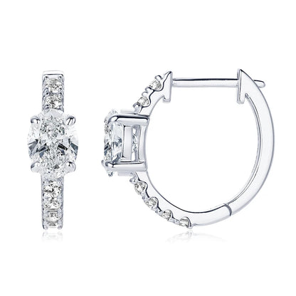 Hoop Huggie Earrings 100% 925 Sterling Silver 1.0ct Oval Cut D Color Moissanite Earrings for Women 2024 New Jewelry Gift