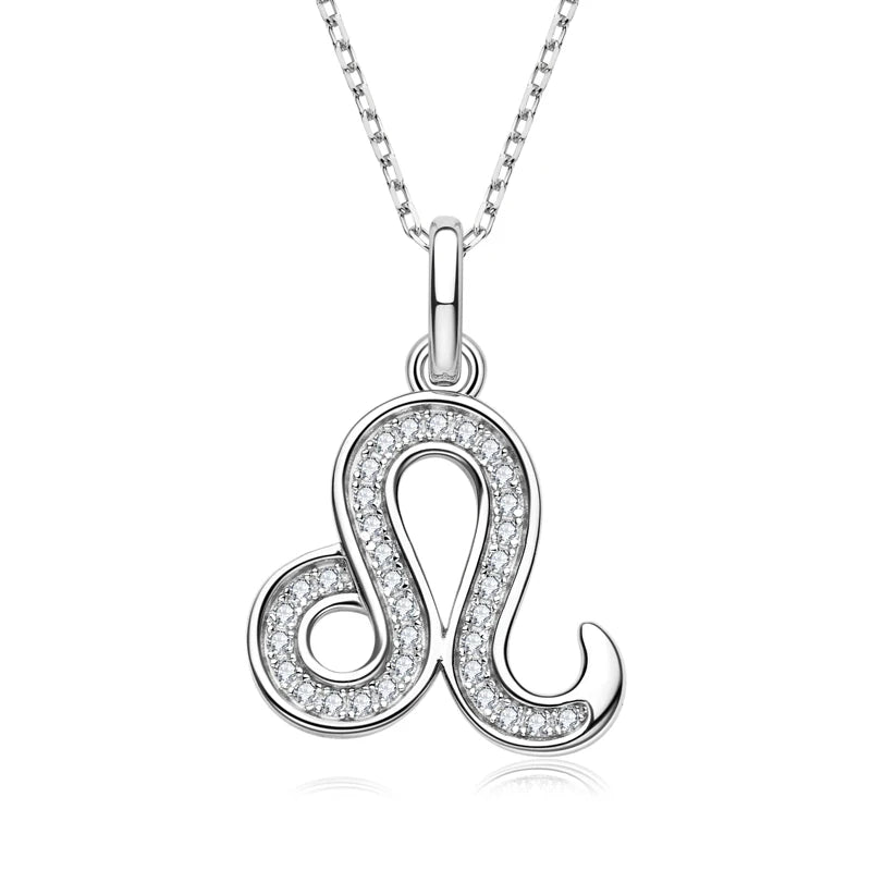 925 Sterling Silver Zodiac Sign 12 Constellation Pendant Micro-Set 1mm Moissanite Necklace Charm For Women Jewelry Birthday Gift