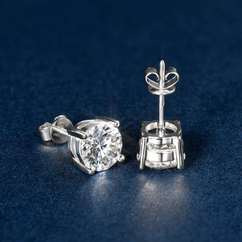 Solid 10K Gold Stud Earrings D Color Moissanite Piercing Earrings 2ct Certified Yellow White Gold Jewelry for Men Women 1.2ct
