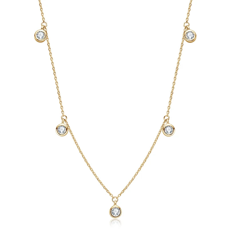 Luxury 2.5/4.0mm Moissanite Necklace for Women Original Silver 925 Gold Color Chain Choker Jewelry with GRA Certified 18''