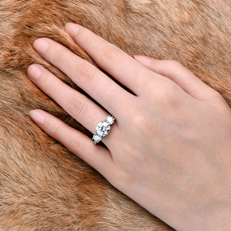 3-stone Real 3.6CT Moissanite Wedding Rings for Women 100% S925 Silver Engagement Promise Band Fine Accessories Jewelry