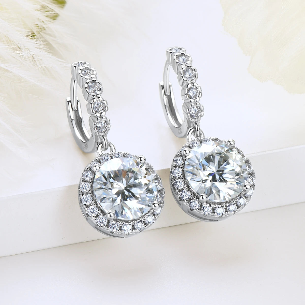 Real Sparkling 3.0 Ct D Moissanite Drop Hoop Earrings 100% 925 Silver Gold Plated 2.0ct Hanging Earring For Women Jewelry
