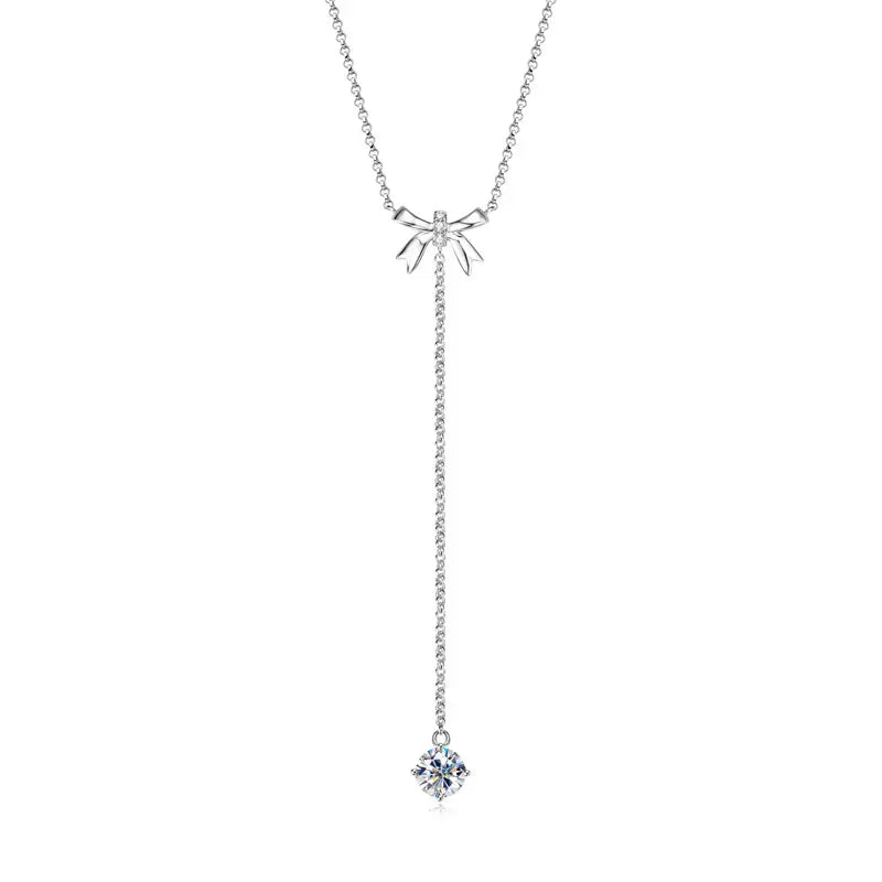 6.5mm 1ct Moissanite Pendant Y Shaped Butterfly Necklace for Women 925 Silver Adjustable Chain Necklaces 2025 Jewelry Gift
