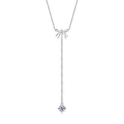 6.5mm 1ct Moissanite Pendant Y Shaped Butterfly Necklace for Women 925 Silver Adjustable Chain Necklaces 2025 Jewelry Gift
