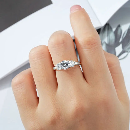 3 Stones D Moissanite Ring Real 925 Sliver Promise Rings for Women Engagement Wedding Jewelry 6.5mm 5mm Lab Diamond Bands