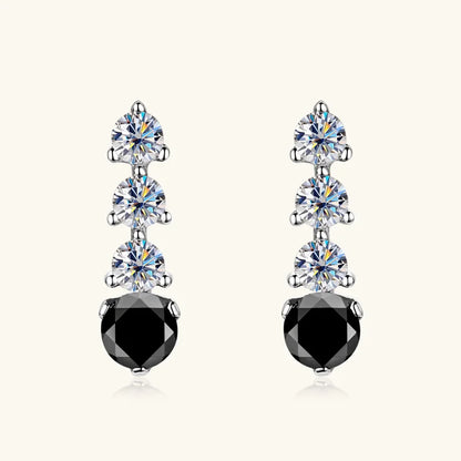 0.38CTTW. Black &White Moissanite Drop Stud Earrings for Women Real 925 Silver Anti-allergy Fine Jewelry Gifts 2025 New