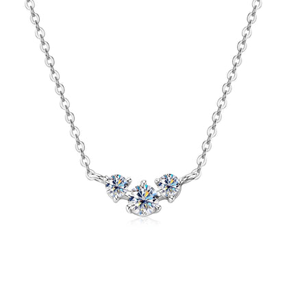 2025 New 4mm&2mm D Color Moissanite Pendant Necklace Plated 18K Gold 925 Silver Chain Jewelry GRA Certified for Women Girl Gifts