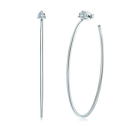 2mm Moissanite Hoop Earrings for Women 925 Silver 40mm Large Big Hoops Piercing Earrings Fashion Fine Jewelry Party Gifts
