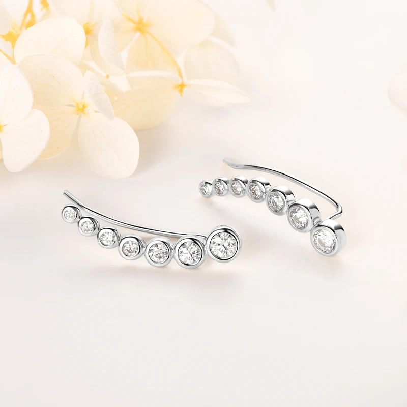 1.52CTTW. Full Bezel Moissanite Earrings Climber Crawler 100% Real 925 Silver for Women with Certificate GRA Jewelry Gifts