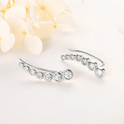 1.52CTTW. Full Bezel Moissanite Earrings Climber Crawler 100% Real 925 Silver for Women with Certificate GRA Jewelry Gifts