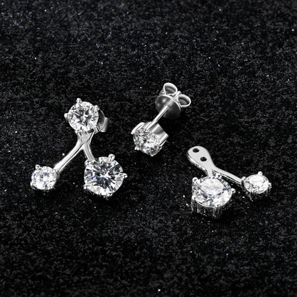 Trendy Dual Use Earrings Jackets 925 Sterling Silver D Color Moissanite Ear Jacket Studs for Women Jewelry Valentine Gifts