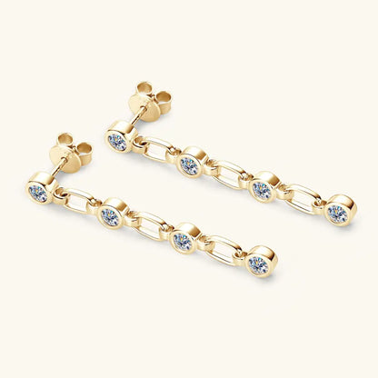 3mm D Color Moissanite Dangle Chain Earrings for Women 925 Silver Link Drop Stud Earrings Personalized Fine Jewelry Gifts
