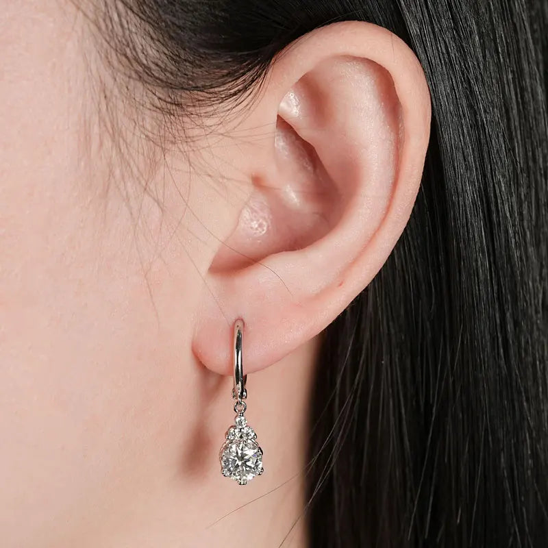 2CT 1CT D Color Moissanite Dangle Drop Earrings for Women 925 Silver Elegant Wedding Engagement Earrings GRA Certificate
