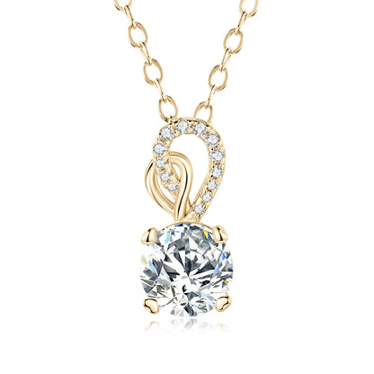 2024 Trend 925 Sterling Silver Necklace Round 6.5mm 1CT Moissanite Heart Pendant for Women Wedding Engagement Jewelry Gift